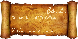 Csetneki Lóránt névjegykártya